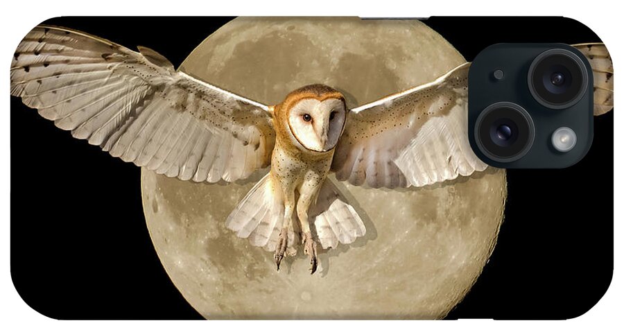 Barn Owl. Owls iPhone Case featuring the photograph Barn Owl and Supermoon Composite by Dawn Key