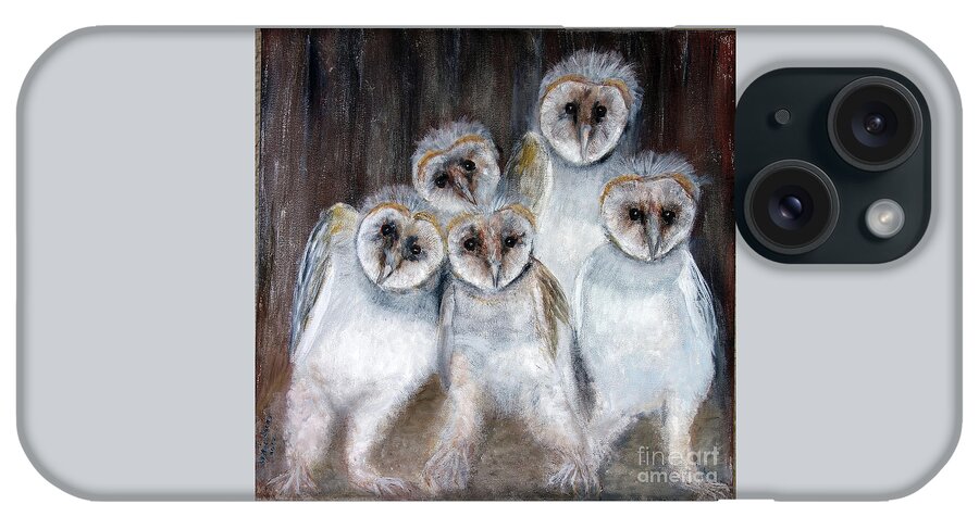 Animals iPhone Case featuring the painting Barn Owl Chicks by Lyric Lucas