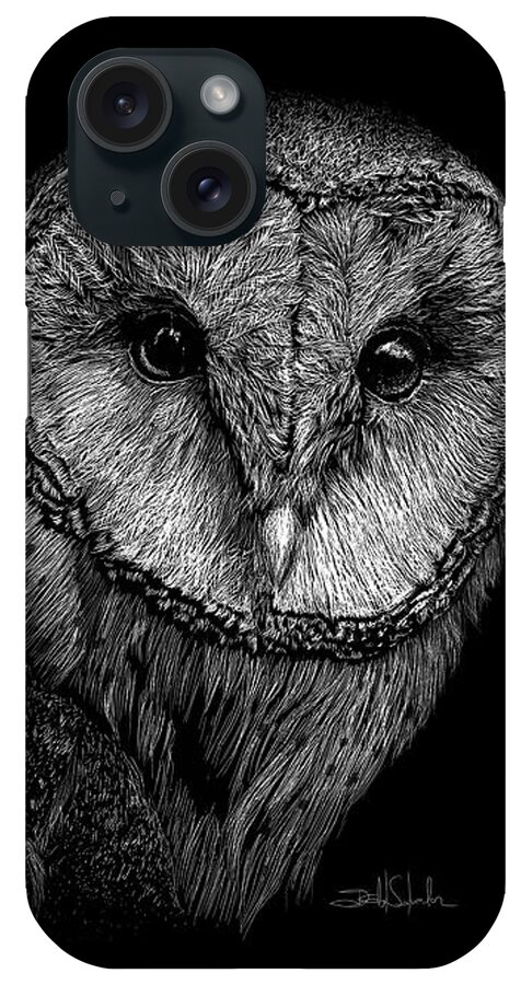 Barn Owl iPhone Case featuring the drawing Barn Owl II by Isabel Salvador