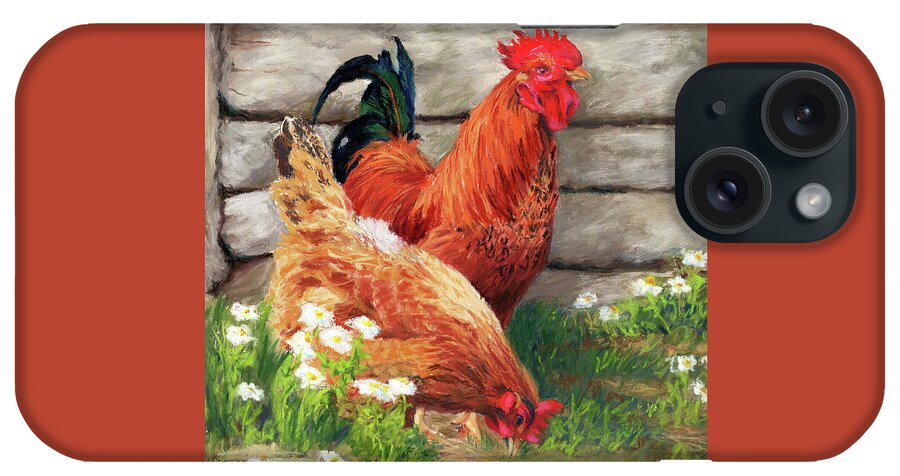 Chickens iPhone Case featuring the pastel Barnyard Buddies by Vikki Bouffard