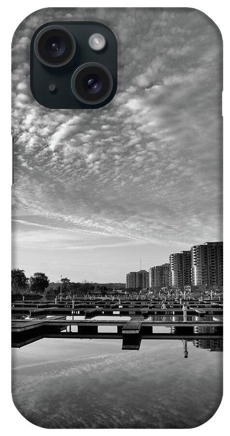 Black And White iPhone Case featuring the photograph Barrie Marina In November BW by Lyle Crump