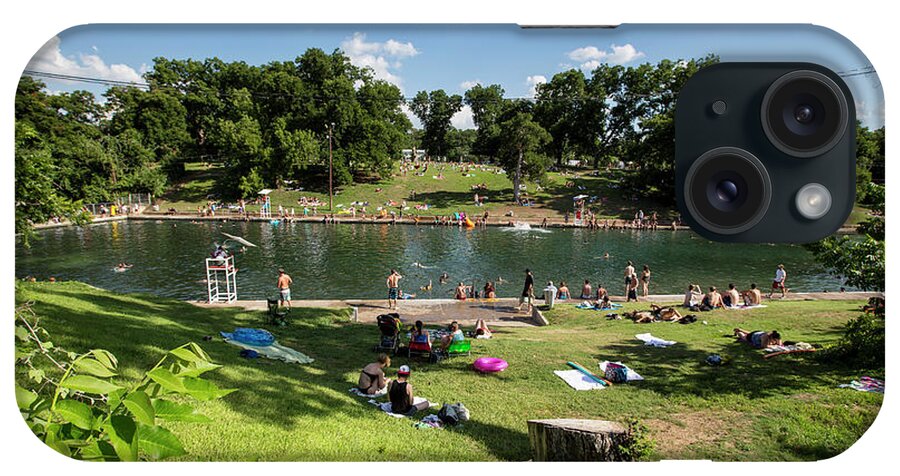 Barton Springs Pool iPhone Case featuring the photograph Barton Springs Pool is perfect for a picnic, swim, and a relaxin by Dan Herron
