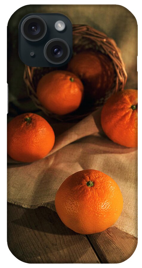 Basket iPhone Case featuring the photograph Basket of fresh tangerines by Jaroslaw Blaminsky