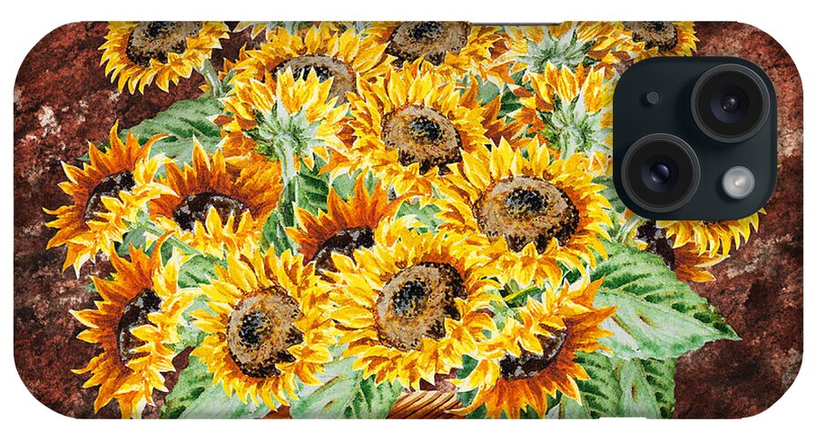 Sunflowers iPhone Case featuring the painting Basket With Sunflowers by Irina Sztukowski