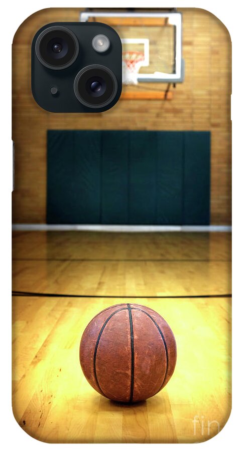 Arena iPhone Case featuring the photograph Basketball on Ball Court for Competition and Sports by Lane Erickson