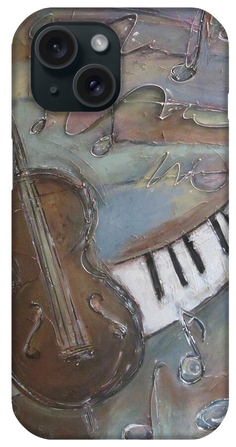 Painting iPhone Case featuring the painting Bass and Keys by Anita Burgermeister