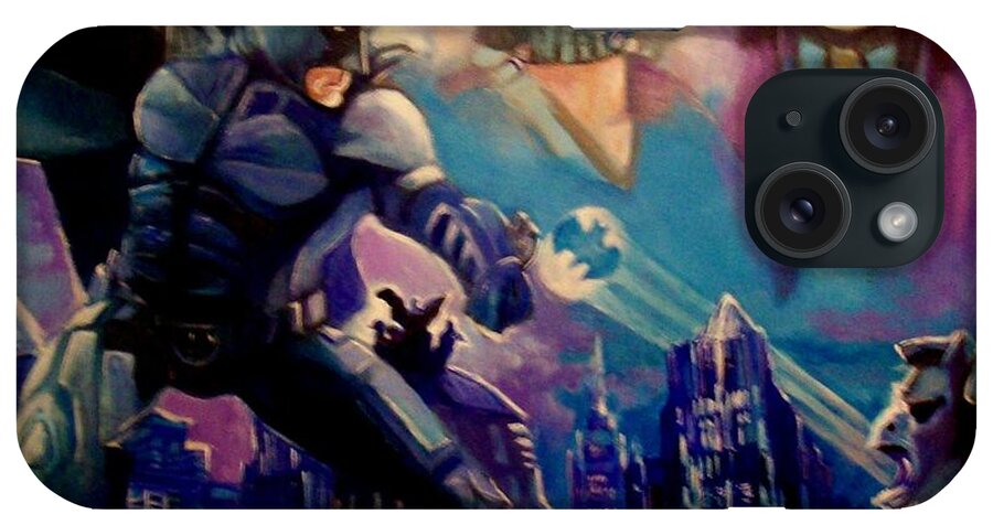 Batman iPhone Case featuring the painting Batman by Paul Weerasekera