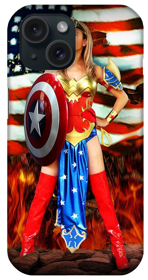Wonder Woman iPhone Case featuring the photograph Battle America by Jon Volden