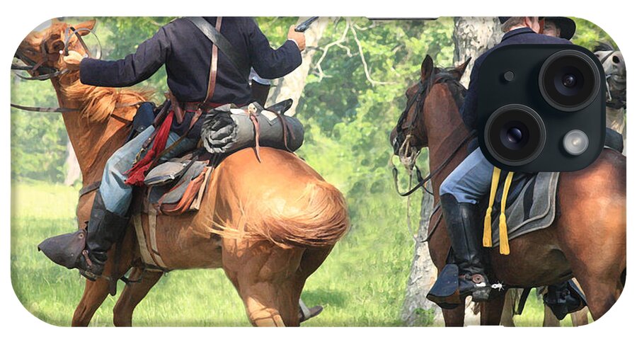 Civil War Re-enactment iPhone Case featuring the photograph Battle by Horseback by Kim Henderson