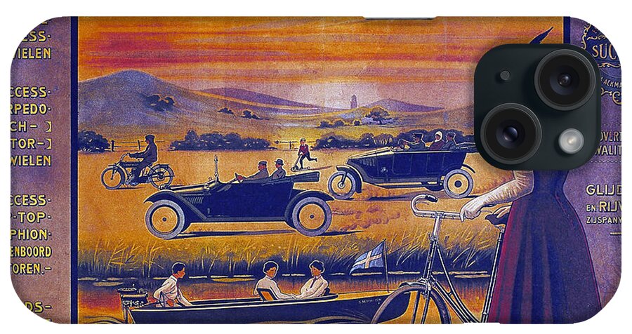 Vintage iPhone Case featuring the mixed media Baving Rijwielen and Autos - Bicycle - Vintage Advertising Poster by Studio Grafiikka