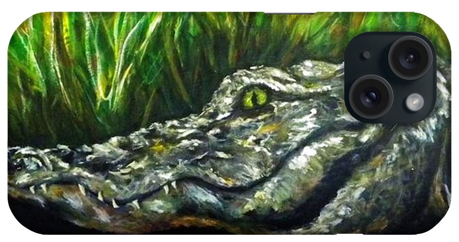 Alligator iPhone Case featuring the painting Bayou Buddies by JoAnn Wheeler