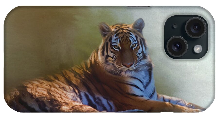 Be Calm In Your Heart iPhone Case featuring the painting Be Calm In Your Heart - Tiger Art by Jordan Blackstone