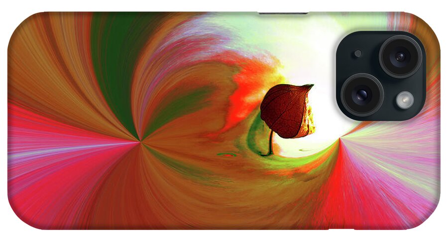 Be Happy iPhone Case featuring the digital art Be Happy, red-rose with Physalis by Eva-Maria Di Bella
