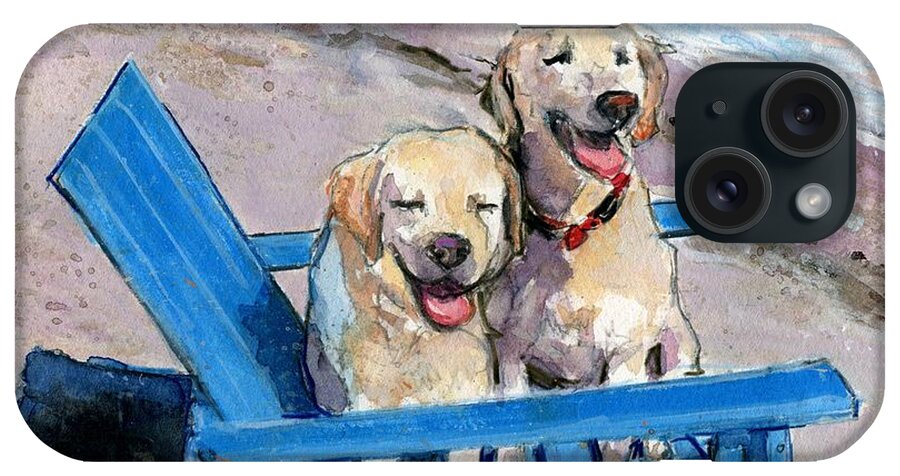 Yelllow Labrador Retrievers iPhone Case featuring the painting Beach Bums by Molly Poole