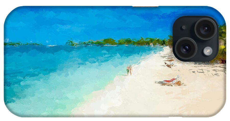 Anthony Fishburne iPhone Case featuring the mixed media Beach holiday by Anthony Fishburne