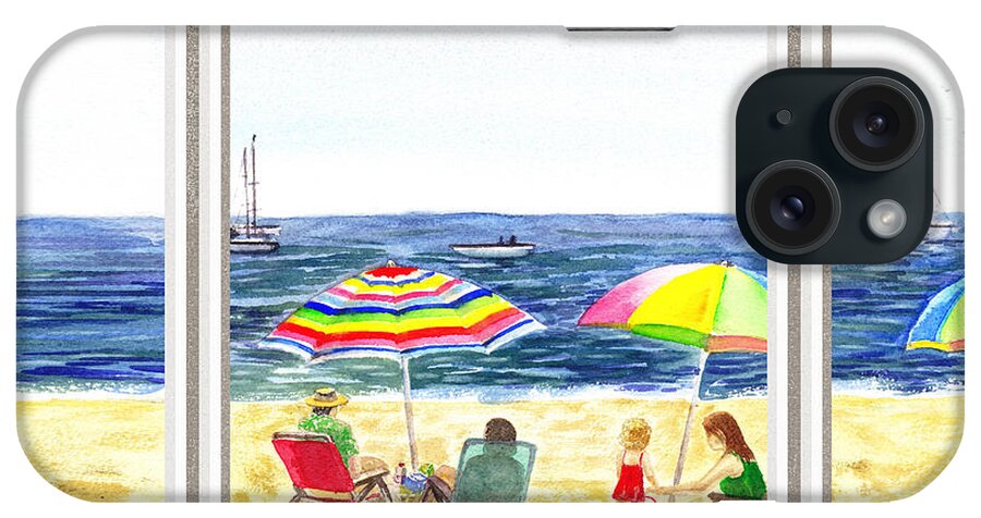 Beach House iPhone Case featuring the painting Beach House Window by Irina Sztukowski