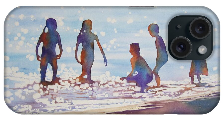 Children iPhone Case featuring the painting Beach Kids... People's Choice Award Winner by Deborah Ronglien