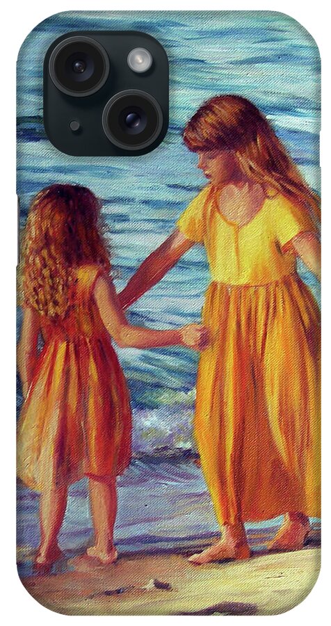 Two Sisters iPhone Case featuring the painting Beach Play by Marie Witte