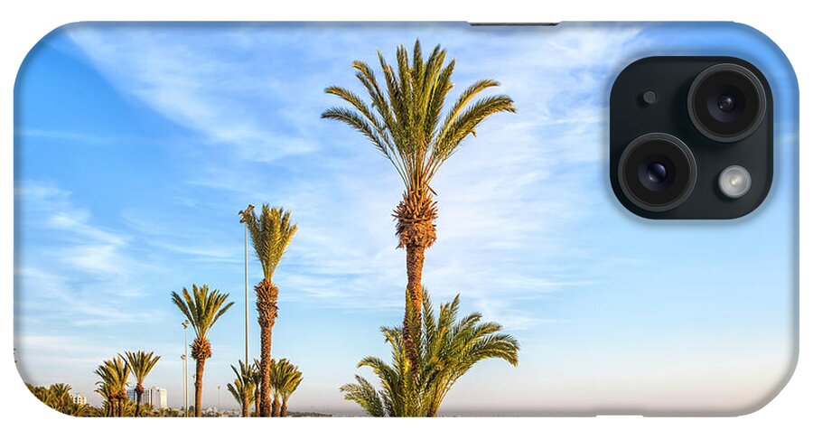 Africa iPhone Case featuring the photograph Beach promenade of the african harbor city Agadir in Morocco by Gina Koch