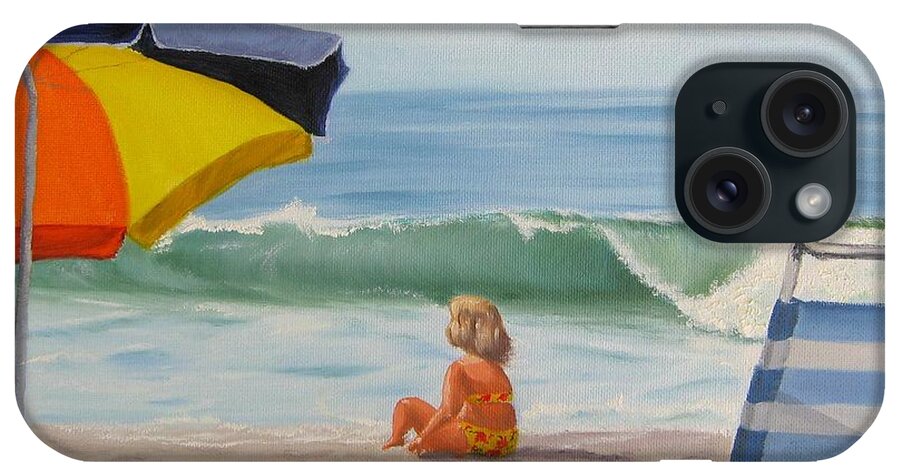 Seascape iPhone Case featuring the painting Beach Scene - Childhood by Lea Novak
