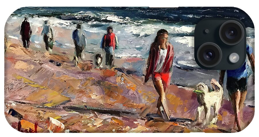 Beach iPhone Case featuring the painting Beach Walk Time by Josef Kelly