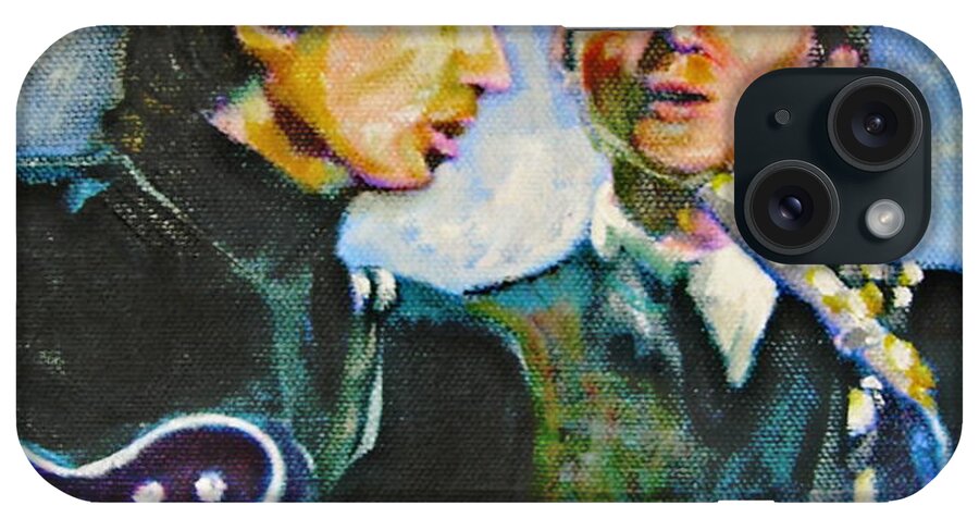 Beatles George And John iPhone Case featuring the painting Beatles George and John by Leland Castro