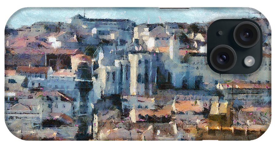 Painting iPhone Case featuring the painting Beautiful Lisbon Street by Dimitar Hristov