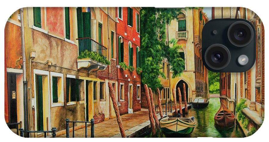 Venice Canal iPhone Case featuring the painting Beautiful Side Canal In Venice by Charlotte Blanchard