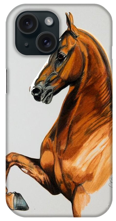 Horse iPhone Case featuring the drawing SIRTAINLY STYLISH - Saddlebred #200-6 by Cheryl Poland