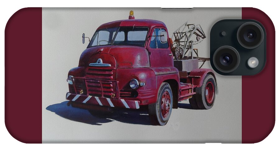 Bedford iPhone Case featuring the painting Bedford S type wrecker. by Mike Jeffries