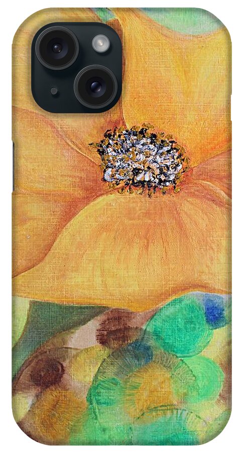 Abstract iPhone Case featuring the mixed media Bees Delight by Norma Duch