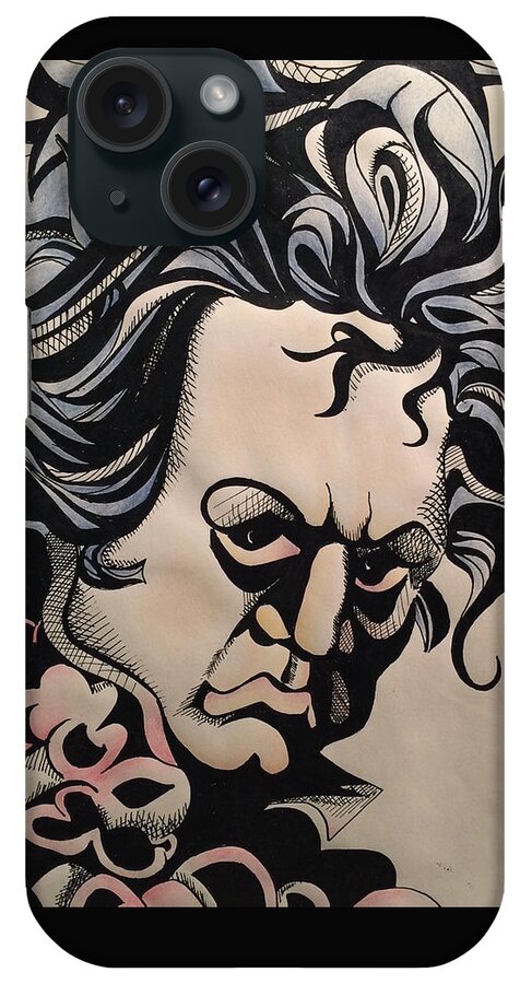 Beethoven iPhone Case featuring the drawing Beethoven by Jan Steinle
