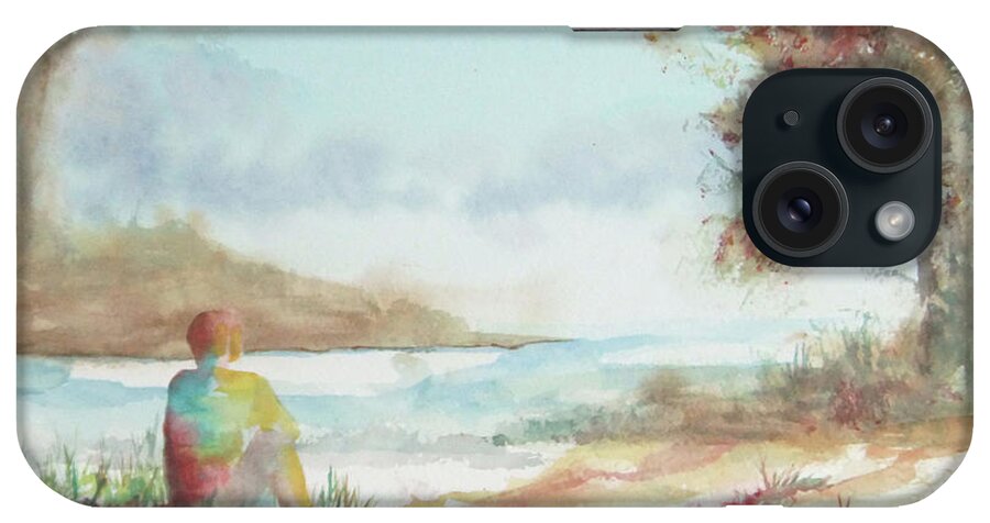 Watercolor Landscape iPhone Case featuring the painting Being Here by Debbie Lewis