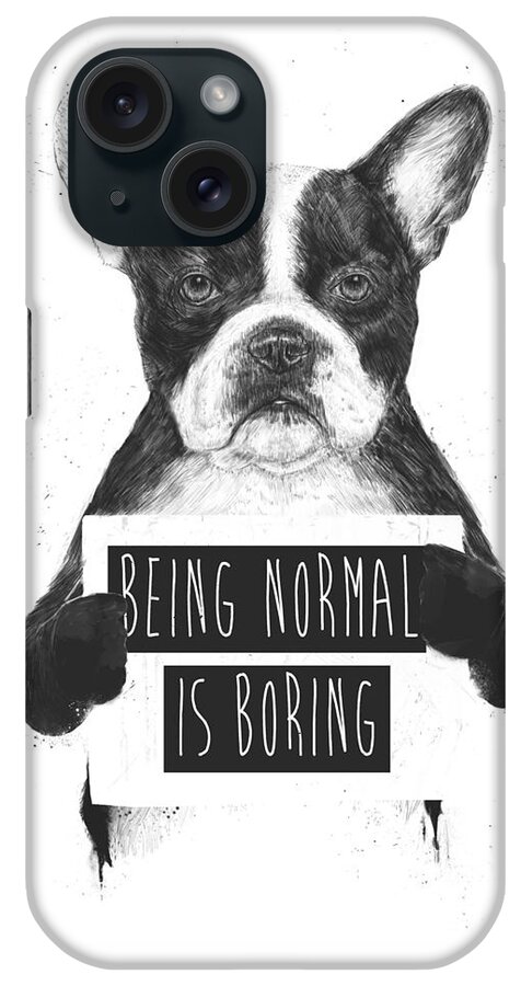 #faaAdWordsBest iPhone Case featuring the drawing Being normal is boring by Balazs Solti