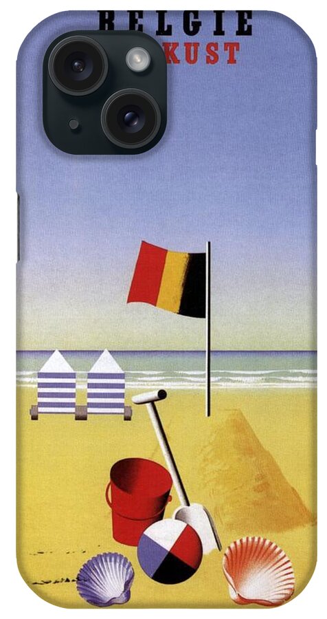 Belgie De Kust iPhone Case featuring the mixed media Belgie De Kust - Belgium the Coast - Retro travel Poster - Vintage Poster by Studio Grafiikka