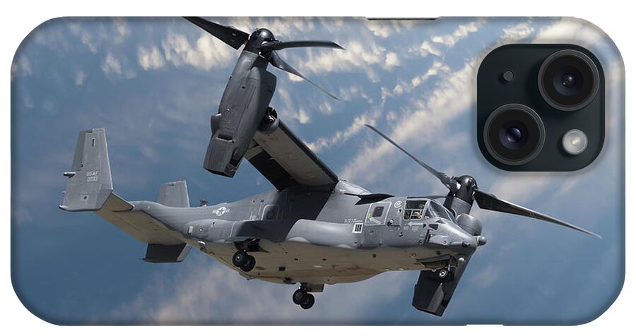 Osprey iPhone Case featuring the photograph Bell Boeing Osprey V-22 helicopter close up view flying by Simon Bratt