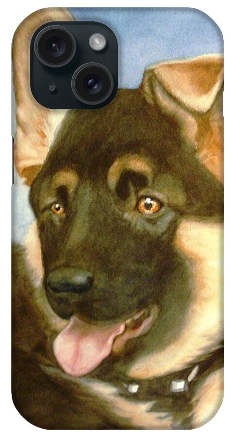 German Shepherd Puppy iPhone Case featuring the painting Bella by Marilyn Jacobson