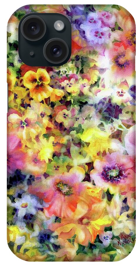 Watercolor iPhone Case featuring the painting Belle Fleurs I by Ann Nicholson