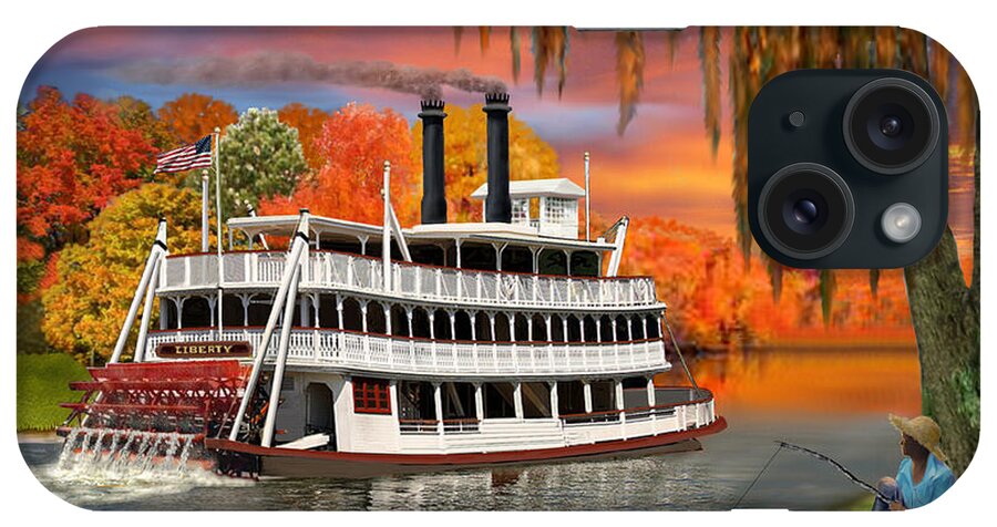 Paddle Wheel Riverboat iPhone Case featuring the digital art Belle of the Bayou by Glenn Holbrook