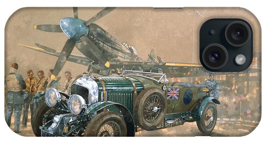 Car iPhone Case featuring the painting Bentley and Spitfire by Peter Miller