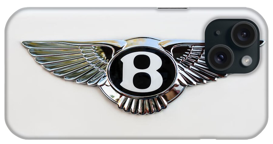 Bentley Emblem iPhone Case featuring the photograph Bentley Emblem -0081c by Jill Reger