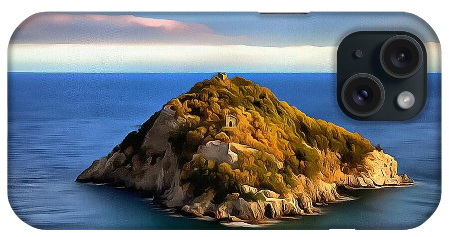 Bergeggi iPhone Case featuring the painting Bergeggi Island by Enrico Pelos