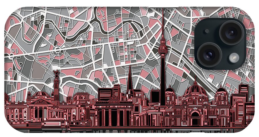 Berlin iPhone Case featuring the digital art Berlin City Skyline Abstract by Bekim M
