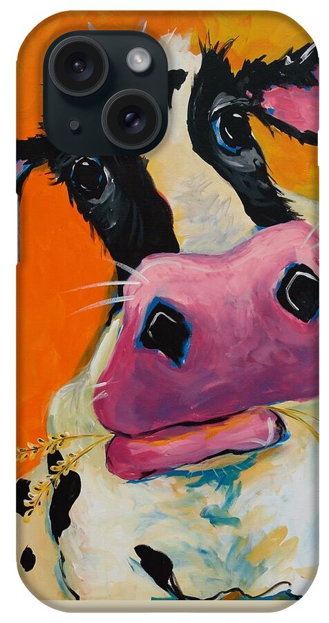 Cow iPhone Case featuring the painting Bessie by Terri Einer