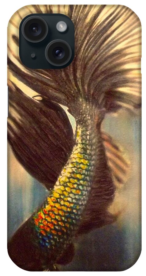 Beta iPhone Case featuring the painting Betta Light Play by Cara Frafjord