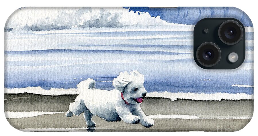 Bichon iPhone Case featuring the painting Bichon Frise At The Beach by David Rogers