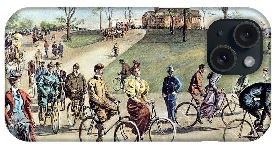 1895 iPhone Case featuring the photograph Bicycling by Granger