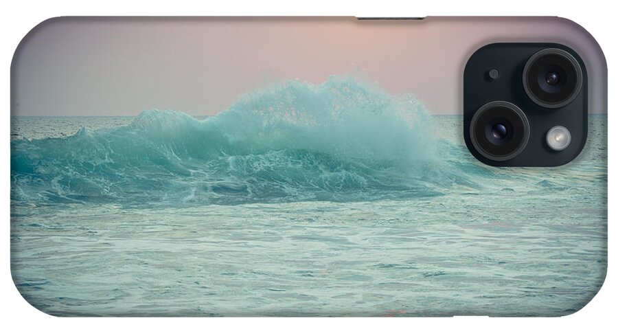 Water iPhone Case featuring the photograph Big ocean wave at sunset with sun by Raimond Klavins