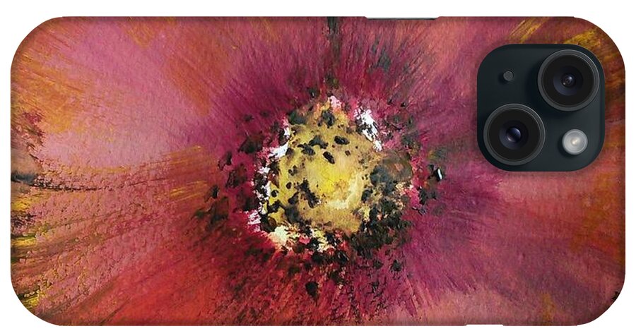 Big Flower iPhone Case featuring the painting Big Red Flower by Susan Nielsen