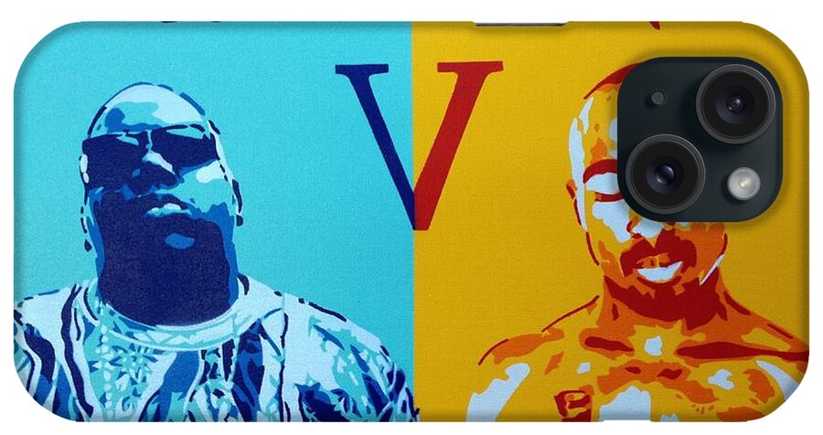 Art iPhone Case featuring the painting Biggie V Tupac by Leon Keay
